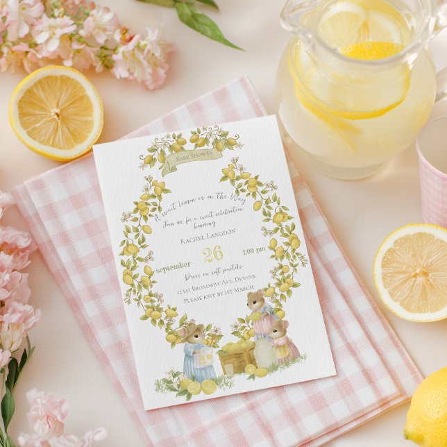 Invitación Jardín de limones con ratones Fiesta de bebé (Subido por el creador)
