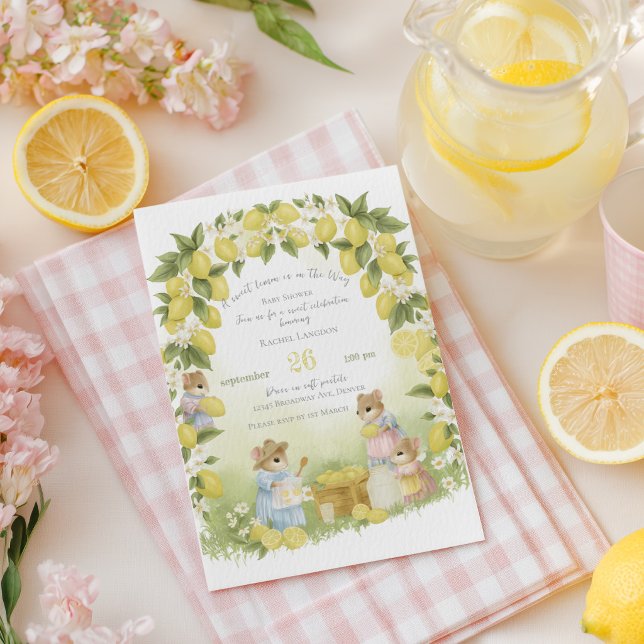 Invitación Jardín de limones con ratones Fiesta de bebé (Subido por el creador)