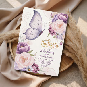 Invitación Jardín de Mariposas de Lavanda Baby Shower