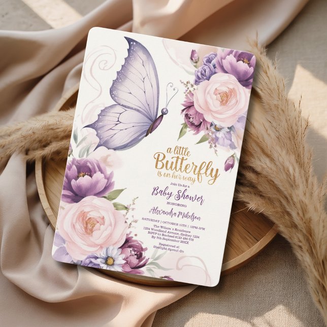 Invitación Jardín de Mariposas de Lavanda Baby Shower (Subido por el creador)