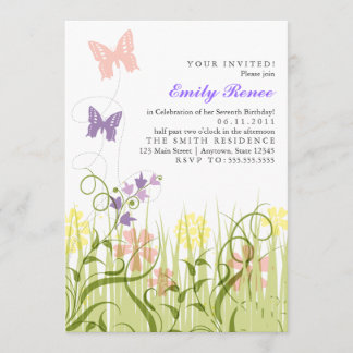 Invitación Jardín de mariposas en Pastel
