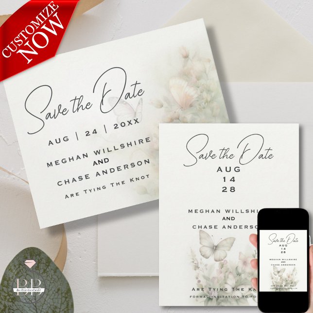 Invitación Jardín de mariposas encantadas (easy to customize in 2 styles)