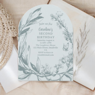 Invitación Jardín de mariposas encantadas Segundo cumpleaños