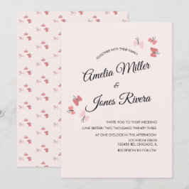 Invitación Jardín de Mariposas Rosadas Boda Romántica 