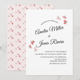 Invitación Jardín de Mariposas Rosadas Romántico Simple Boda