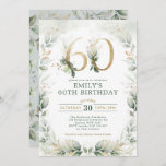 Invitación Jardín de Oro Eucalyptus Greenery 60 cumpleaños<br><div class="desc">Elegante invitación de cumpleaños con temática botánica,  con hermosas acuarelas verdes en verde sabio y oro</div>