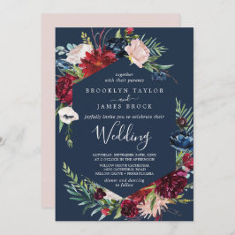 Invitación Jardín de otoño | Boda azul de la Marina