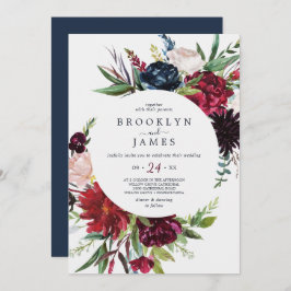 Invitación Jardín de otoño | Boda de Casual de Borgoña