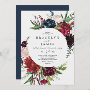 Invitación Jardín de otoño   Boda de Casual de Borgoña