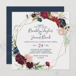 Invitación Jardín de otoño | Boda de la plaza geométrica de B