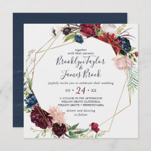 Invitación Jardín de otoño   Boda de la plaza geométrica de B