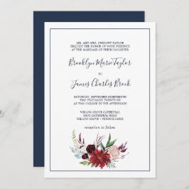 Invitación Jardín de otoño | Boda formal de Borgoña