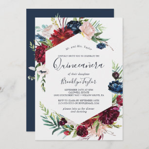Invitación Jardín de otoño   Borgoña Quinceañera