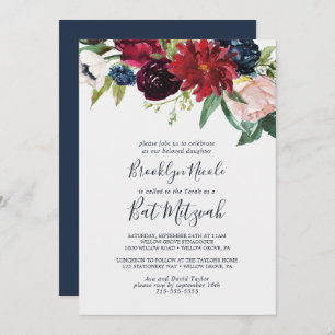 Invitación Jardín de otoño   Burgundy Bat Mitzvah