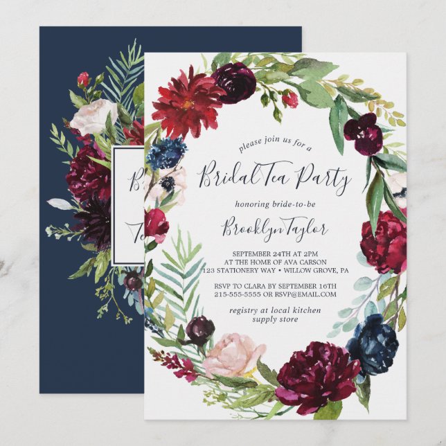 Invitación Jardín de otoño | Fiesta del té de la novia de la  (Anverso / Reverso)