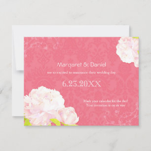 Invitación Jardín de Peonía Rosa Boda Guardar la Fecha