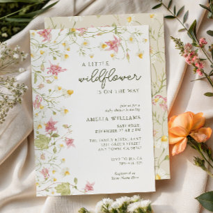 Invitación Jardín de Pequeñas Flores Silvestres Baby Bloom Fi