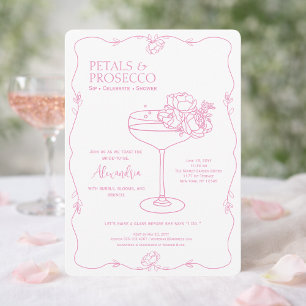 Invitación Jardín de Petalos y Prosecco Minimalista para Desp