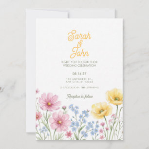 Invitación Jardín de pradera de acuarela de flores silvestres