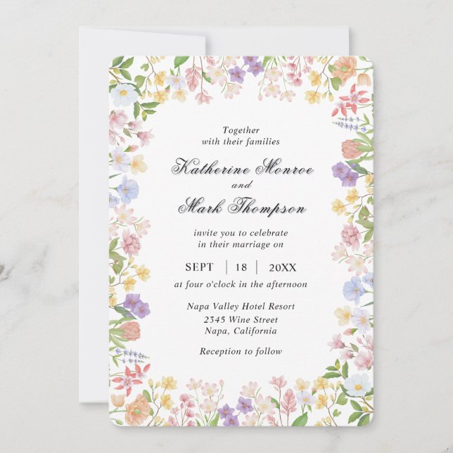 Invitación Jardín de pradera de flores silvestres primaverale (Anverso)