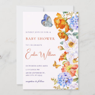 Invitación Jardín de primavera de flores mariposa ducha de be