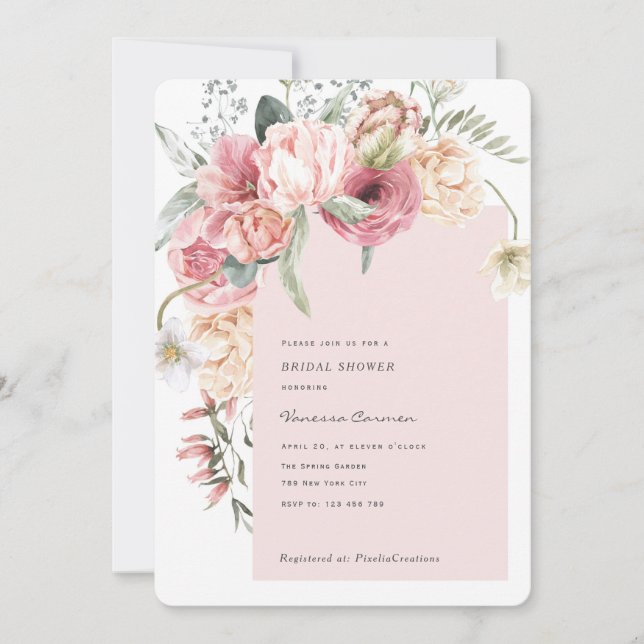 Invitación Jardín de primavera elegante acuarela moda románti (Anverso)