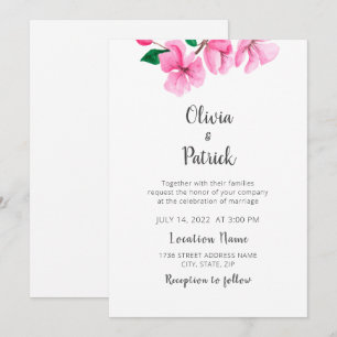 Invitación Jardín de primavera. Flor de cerezo rosa. Boda mod