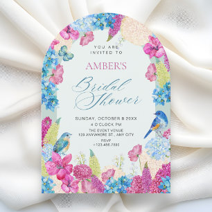 Invitación Jardín de primavera floral rosa azul para despedid