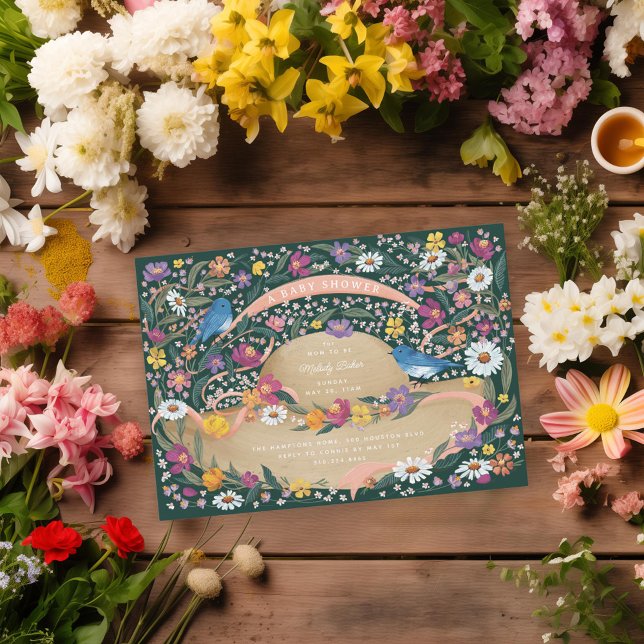 Invitación Jardín de primavera Flores Gorra de sol Baby Showe (Subido por el creador)