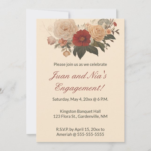 Invitación Jardín de Rosas Editable (Anverso)