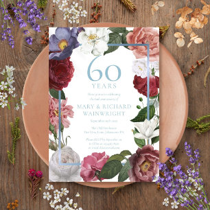 Invitación Jardín de Rosas Floral 60 Aniversario de Boda