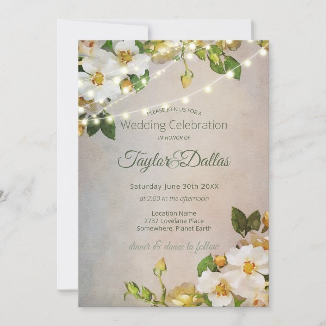 Invitación Jardín de Rosas Marfil | Boda Rosada (Anverso)