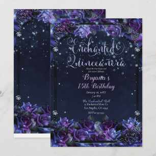 Invitación Jardín de Rosas Purpura Encantadas de Fantasía Qui