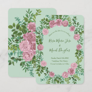 Invitación Jardín de Rosas Rosadas Boda de Primavera