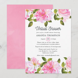 Invitación Jardín de rosas rosadas ducha virtual
