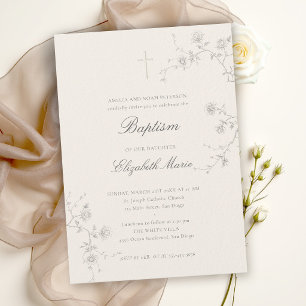 Invitación Jardín de Rosas Silvestres Clásico Moderno Ecru Ba
