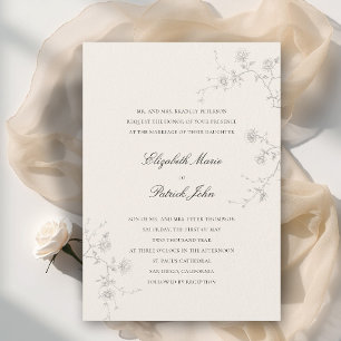 Invitación Jardín de Rosas Silvestres Clásico Moderno Formal 