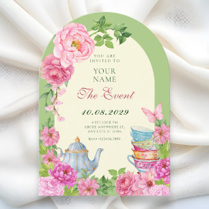 Invitación Jardín de taza de té de flores 