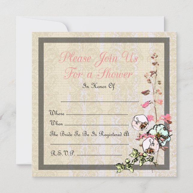 Invitación Jardín de Té Japonés en Blanco para Boda o Despedi (Anverso)