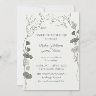 Invitación Jardín de Tinta Botánico Crane Lotus