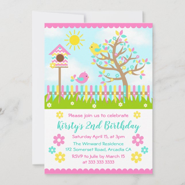 Invitación Jardín de verano y cumpleaños (Anverso)