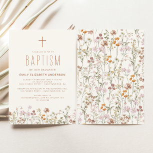 Invitación Jardín del Bautismo De Flor Silvestre En La Terrac