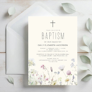 Invitación Jardín del Bautismo De Flores Silvestres En Bloom