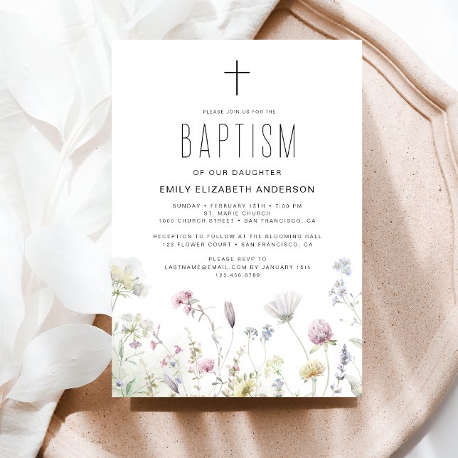 Invitación Jardín del Bautismo De Flores Silvestres En Bloom  (Subido por el creador)