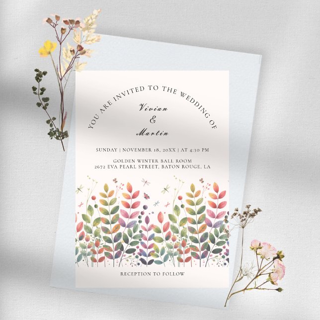 Invitación Jardín del Otoño Con Boda De Dragonflies (Subido por el creador)