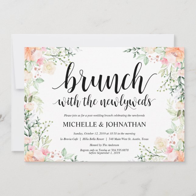 Invitación Jardín Elegancia Floral Post Boda Brunch Invita (Anverso)