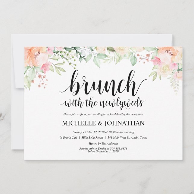 Invitación Jardín Elegancia Floral Post Boda Brunch Invita (Anverso)