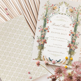 Invitación Jardín encantado Ducha de novia Vintage Flair