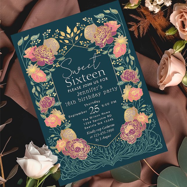 Invitación Jardín encantado Dulce Floral 16 Cumpleaños (Subido por el creador)