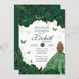 Invitación Jardín encantado Emerald Green Quinceanera